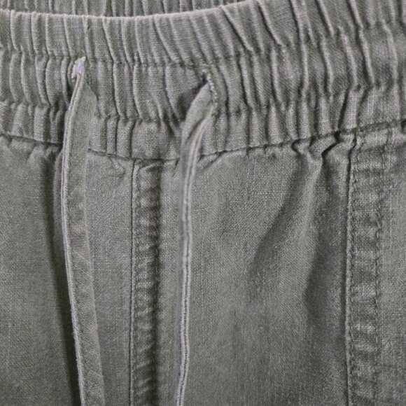J.Crew Olive Pull On Linen Elastic Drawstring Waist Crowd Pants Size M - Picture 5 of 6